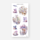 Bakery storefront stickers with macarons, a ribboned gift box and a floral teacup, April 2024 Sheet L