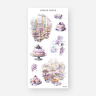 Bakery display and berry cake stickers with pastry counter and vintage postcard florals, April 2024 Sheet M