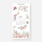 Floral May calendar sticker with pink roses, hydrangeas, and butterflies, May 2024 Sheet D