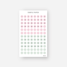 Pink and sage green date dot stickers numbered 1 to 31 with blank dots, May 2024 Sheet H