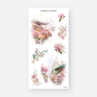 Flower market stall stickers with baskets of pink blooms, a storefront awning, and floral clusters, May 2024 Sheet L