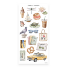 Parkside Sheet E sticker sheet: an ice cream cone, sailboat, turtle, pretzel and a yellow taxi