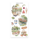 Parkside Sheet L sticker sheet: an ice cream cart, watermelon, a rowboat and a picnic with fruit