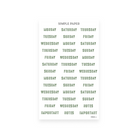 Checking In Sheet C sticker sheet: Monday to Sunday word labels with Notes and Important tags