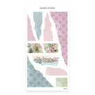 Checking In Sheet G sticker sheet: torn washi strips, a fan pattern and a resort clock tower