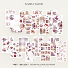 Pretty Season Full Decorative Kit: 14 sticker sheets of watercolor florals, autumn scenes and date dots by Simple Paper