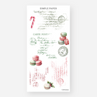 A candy cane, pink and green macarons and faded vintage postcard script, December 2024 Bonus Sheet