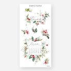 A December calendar sticker framed by poinsettia, holly and berries, December 2024 Sheet D