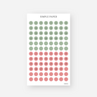 Sage green and rose pink date dot stickers numbered 1 to 31 with blank dots, December 2024 Sheet H