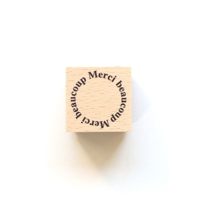 forme. Wooden Rubber Stamp Merci Beacoup