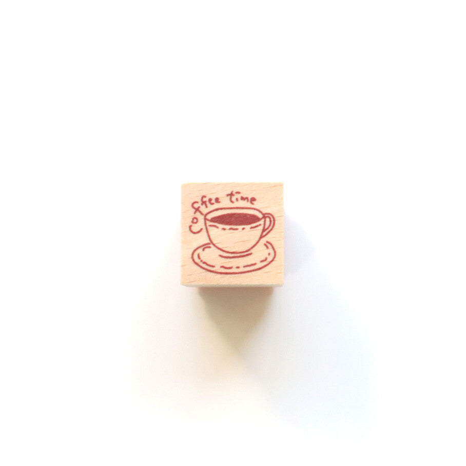 forme. Wooden Rubber Stamp Coffee Time