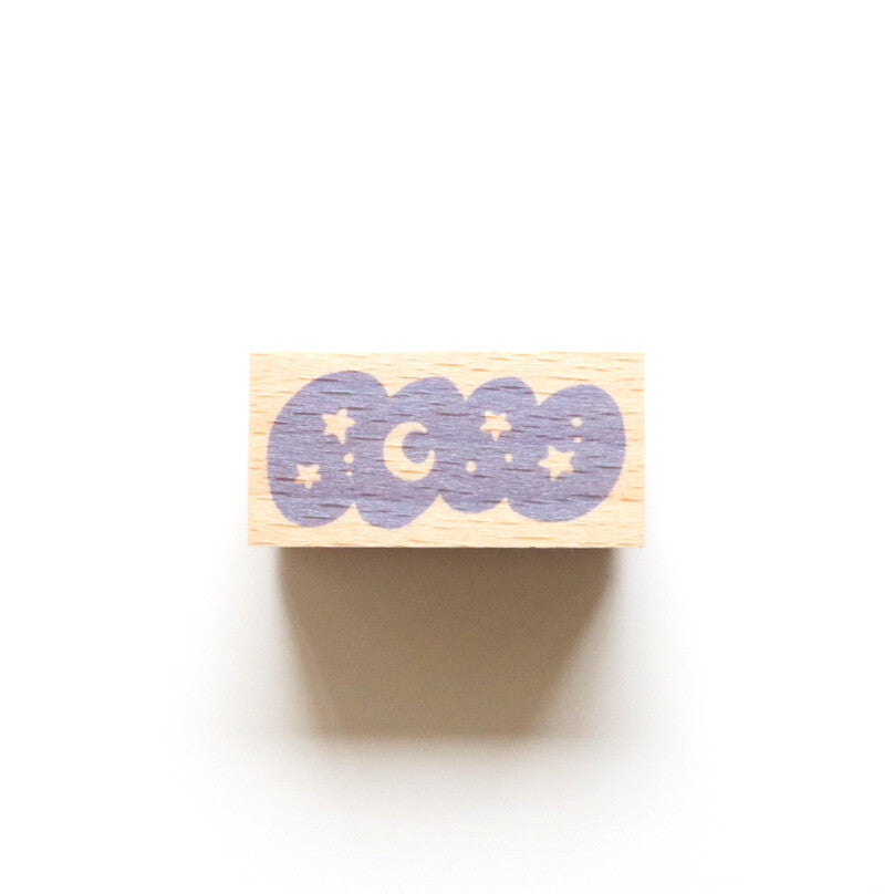 forme. Wooden Rubber Stamp Moon & stars