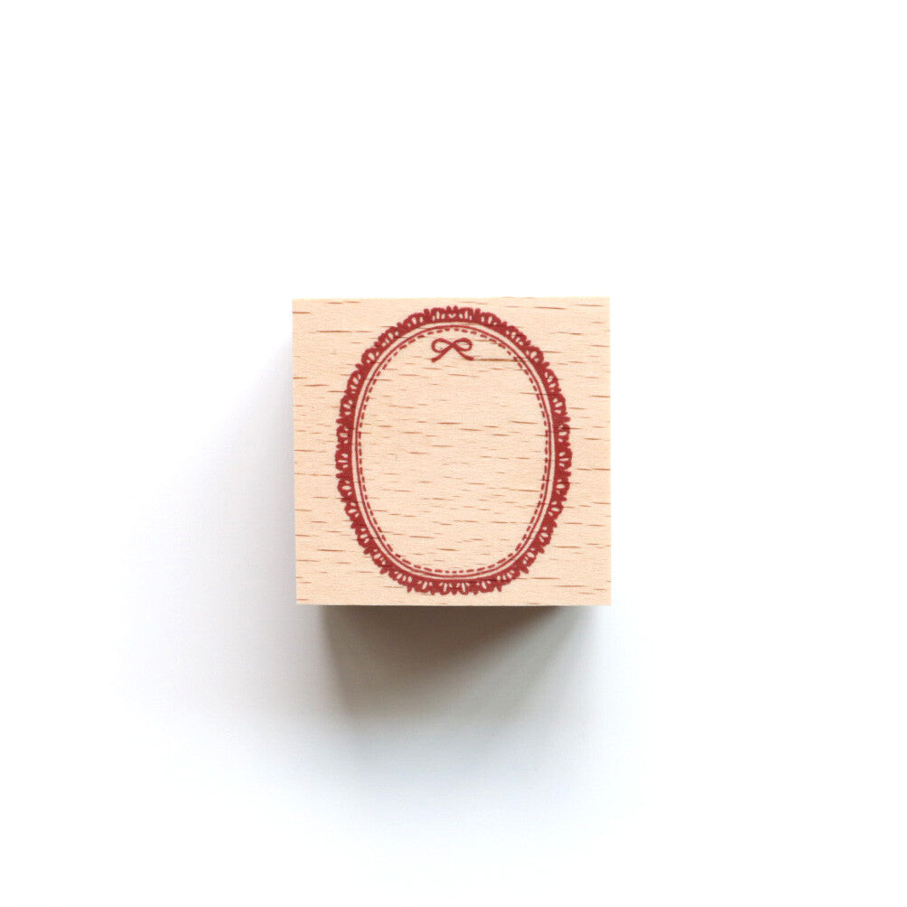 forme. Wooden Rubber Stamp Frilled Oval