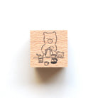 forme. Wooden Rubber Stamp Bear And Coffee