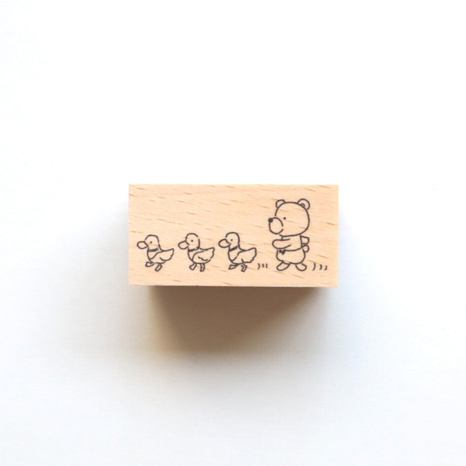 forme. Wooden Rubber Stamp Baby Bear And Ducks