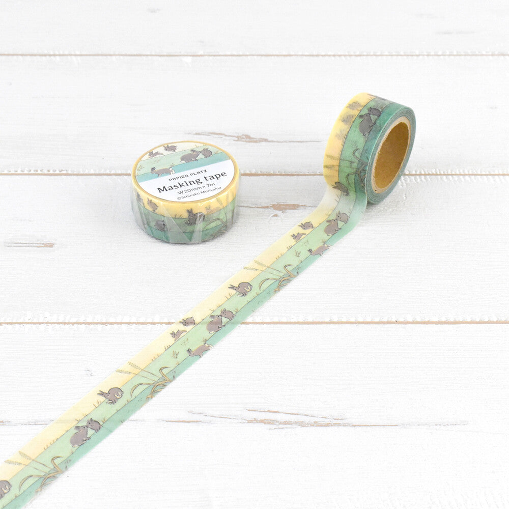 Papier Platz x Schinsko Moriyama Washi Tape Rabbit and Grassland 52-097