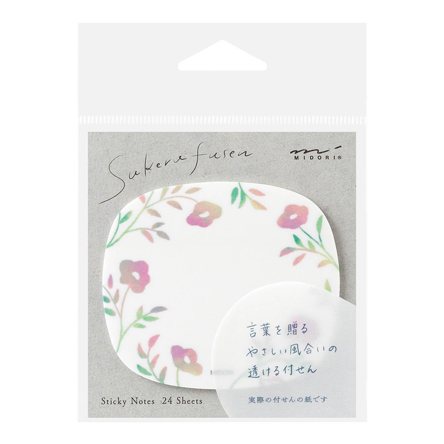 Midori Transparent Sticky Notes Flower Pink
