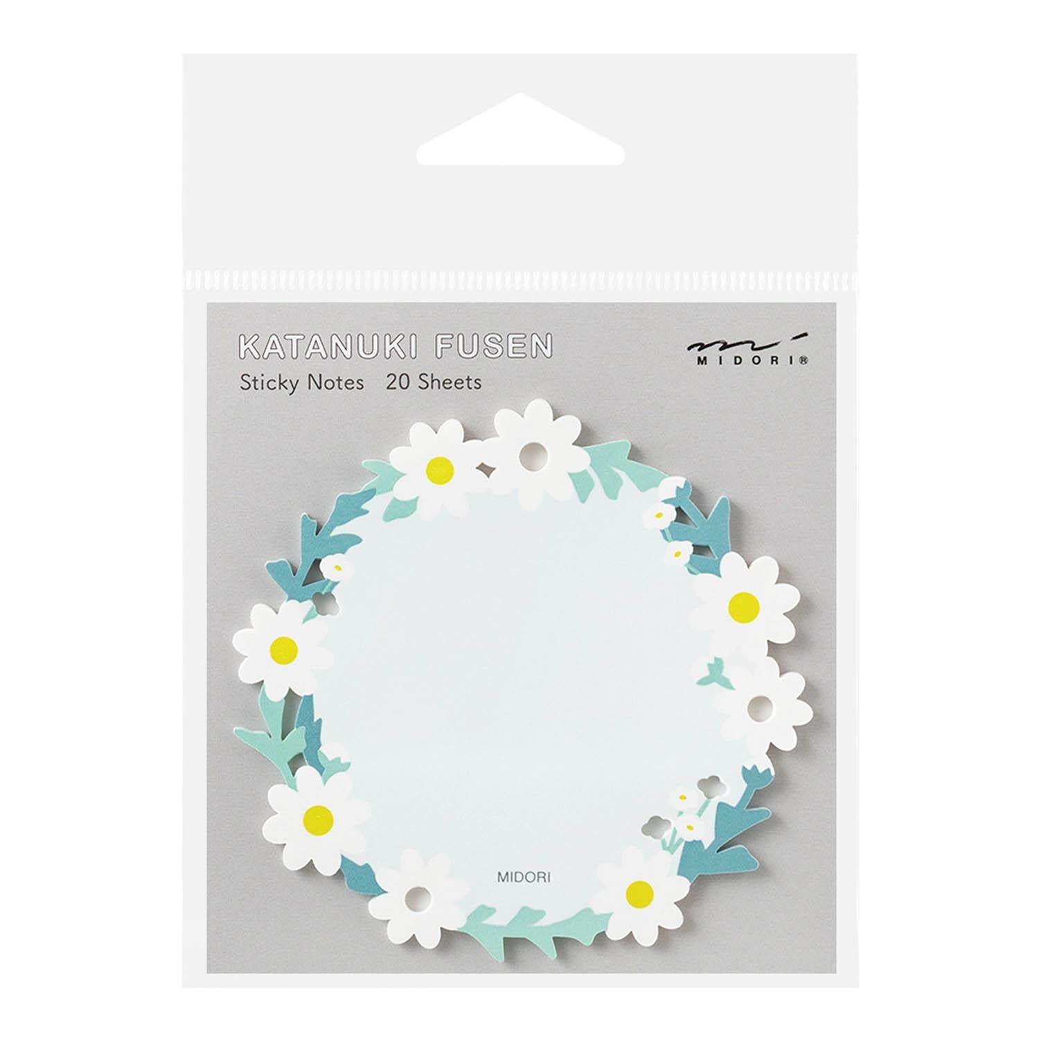 Midori Die Cut Sticky Notes Wreath White