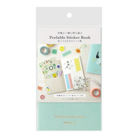 Midori Sticker Book With Pocket | Light Blue - Simple Paper 