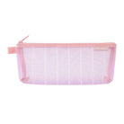 Midori Mesh Pen Case With Gusset Stripe Pink Medium
