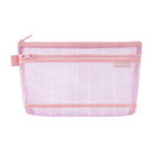 Midori Mesh Pen Case With Gusset Stripe Pink Large