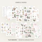 Tulip Memoirs full decorative sticker kit with tulip, canal, stamp, calendar and date dot sheets in blush and sage