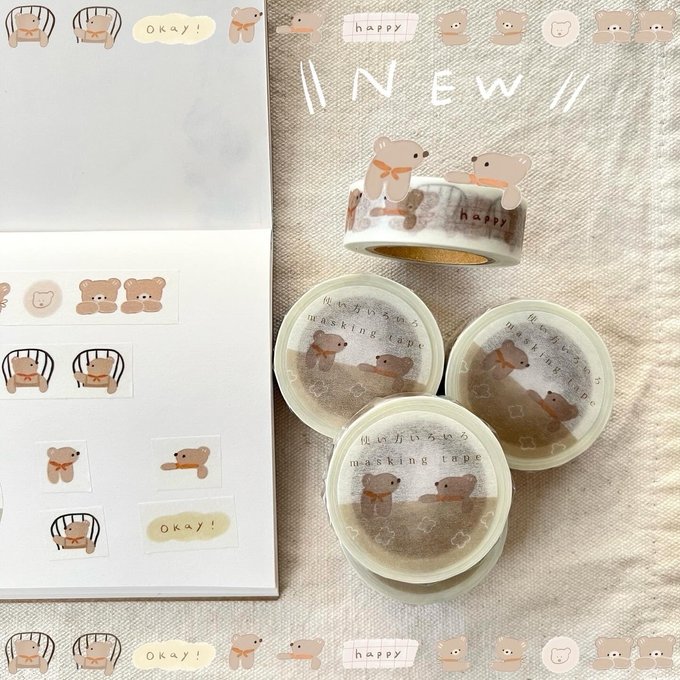 ranmyu Washi Tape Riding Bear