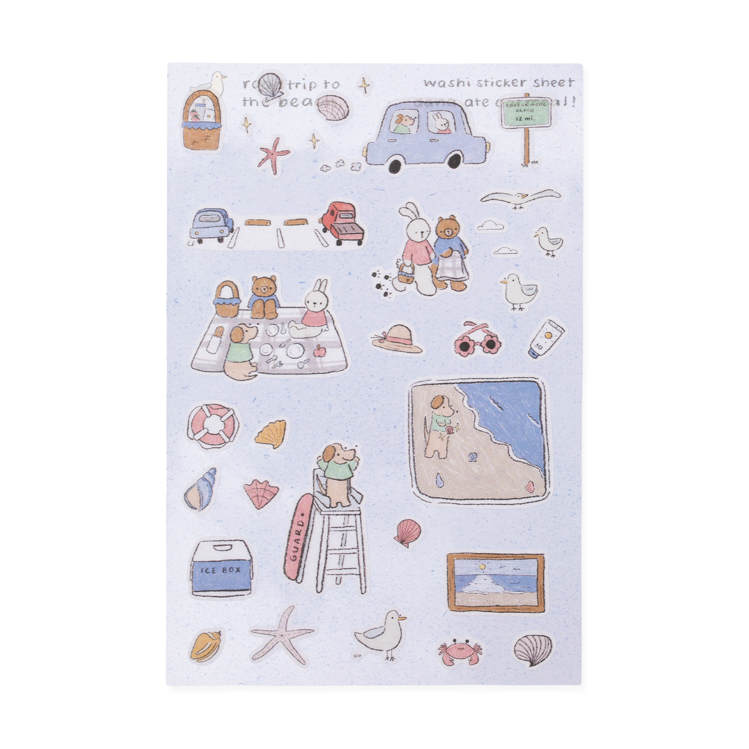 Dana Ate Oatmeal! Washi Sticker Sheet Roadtrip To the Beach