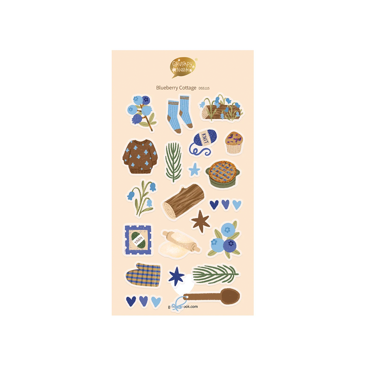 Grumpy Nook Deco Sticker Sheet Blueberry Cottage