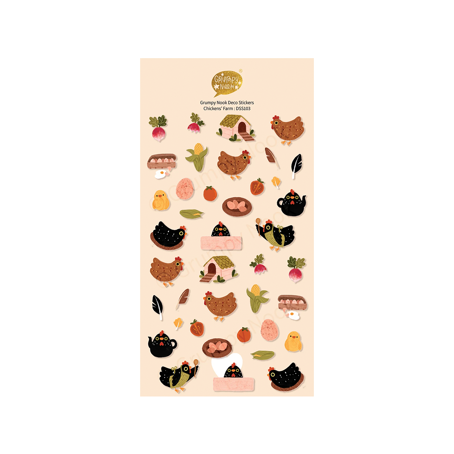 Grumpy Nook Deco Sticker Sheet Chicken's Farm