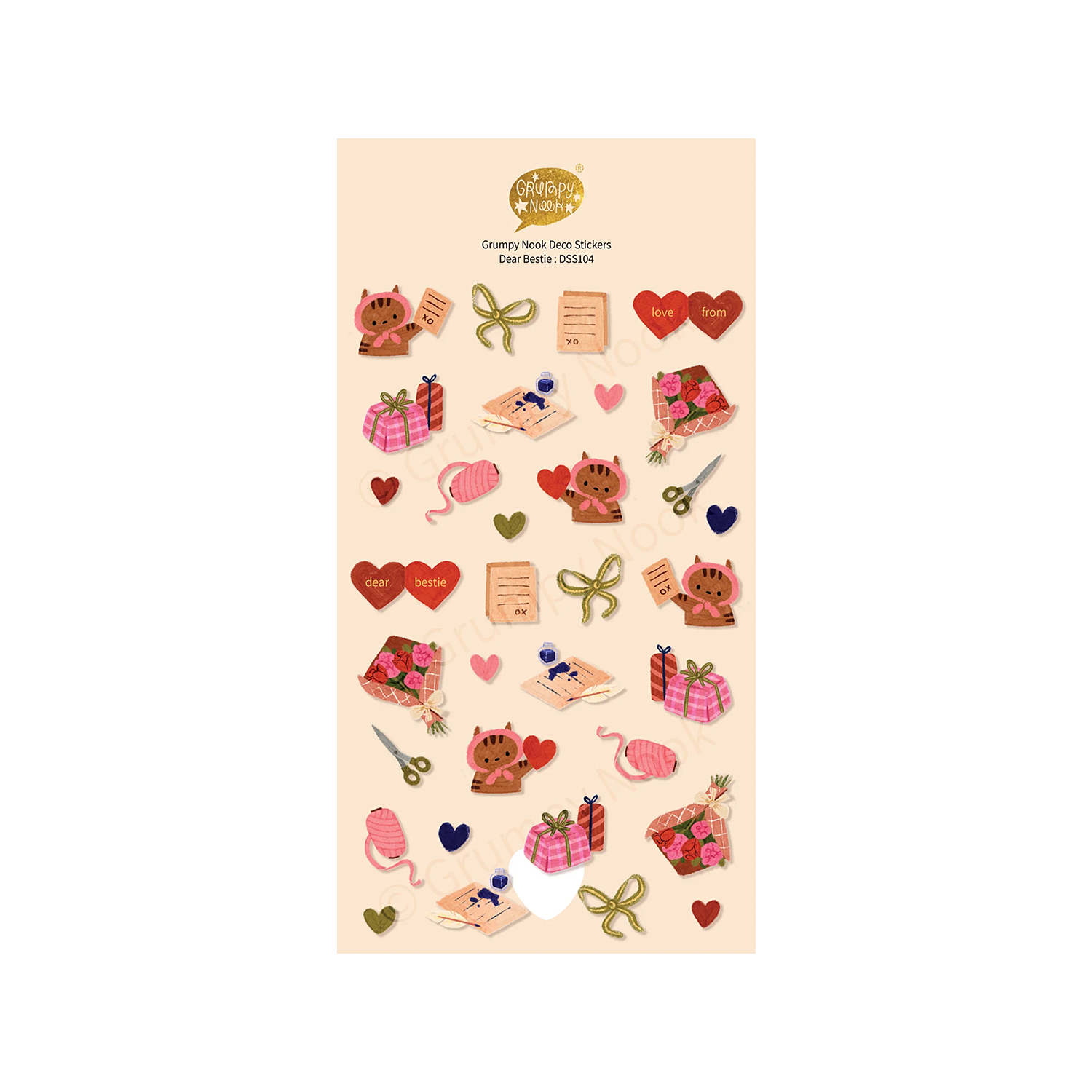 Grumpy Nook Deco Sticker Sheet Dear Bestie