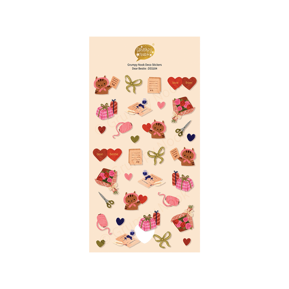 Grumpy Nook Deco Sticker Sheet Dear Bestie