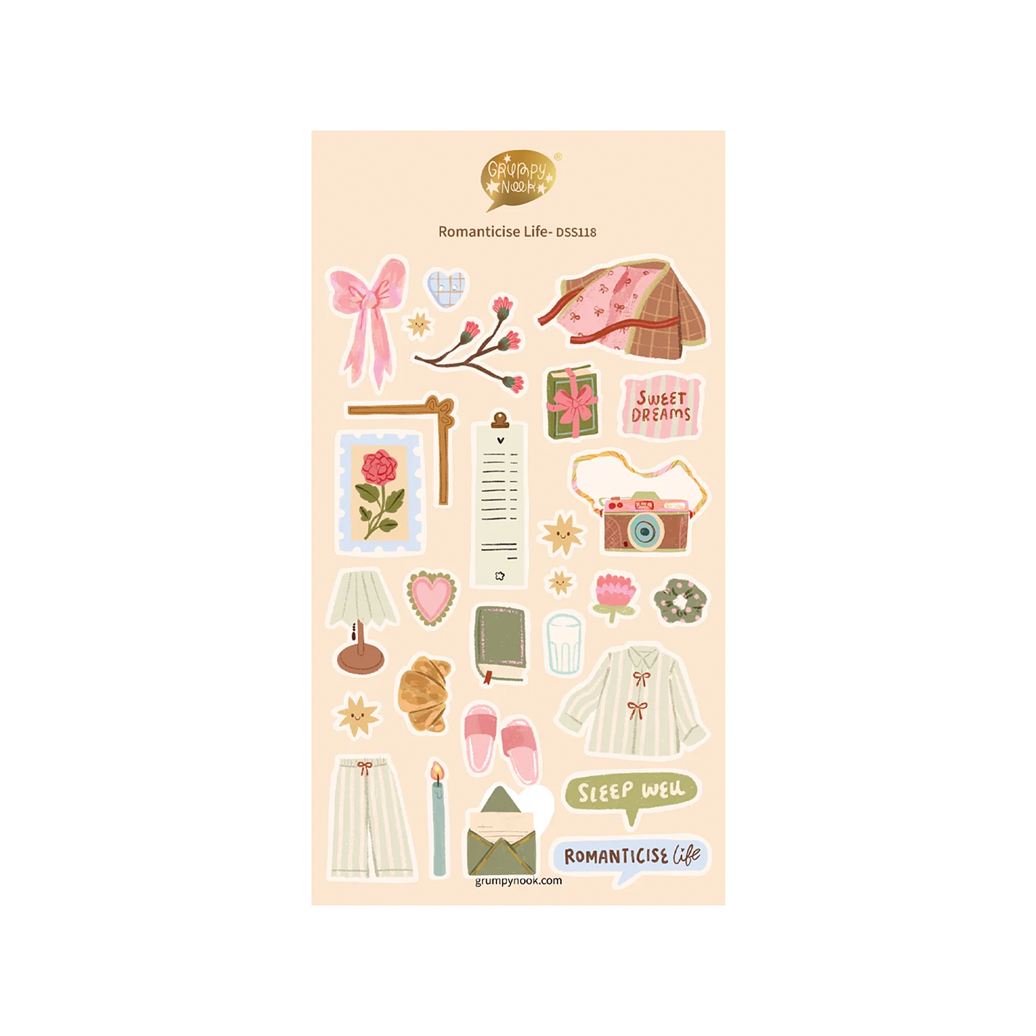 Grumpy Nook Deco Sticker Sheet Romanticise Life