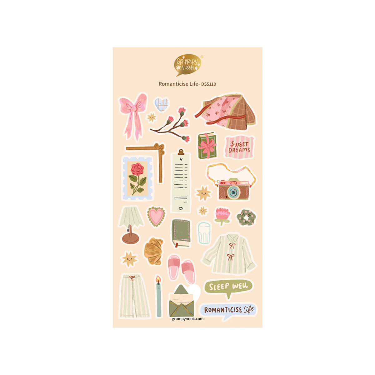 Grumpy Nook Deco Sticker Sheet Romanticise Life