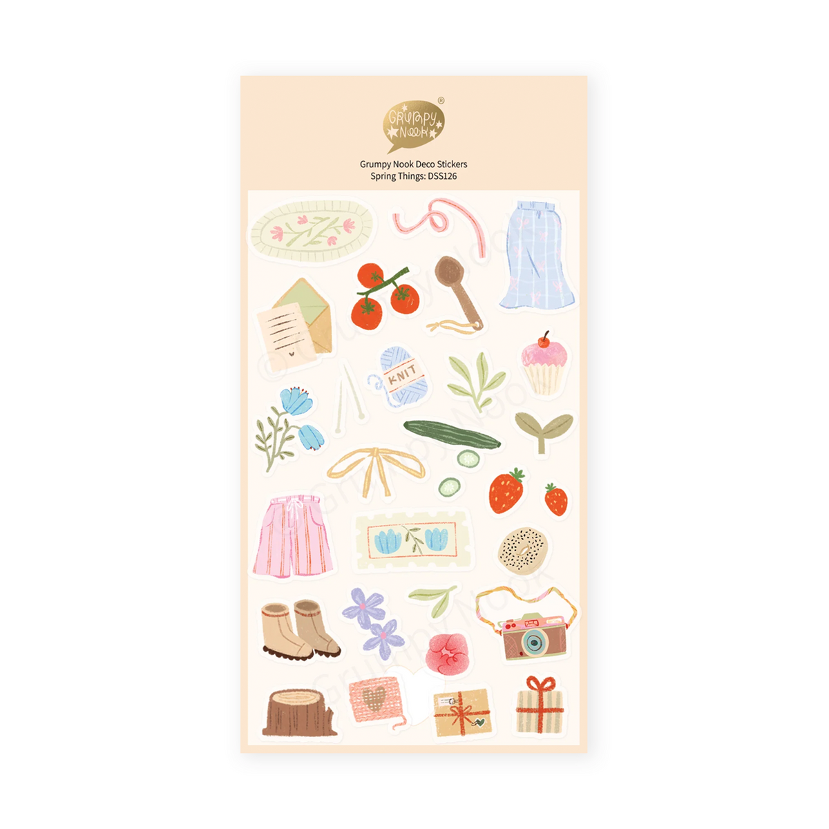 Grumpy Nook Deco Sticker Sheet Spring Things