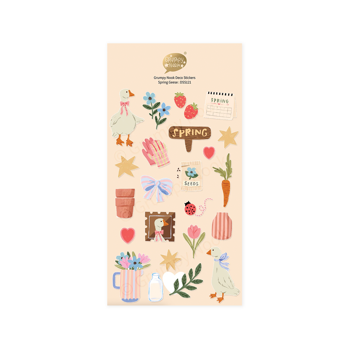 Grumpy Nook Deco Sticker Sheet Spring Geese