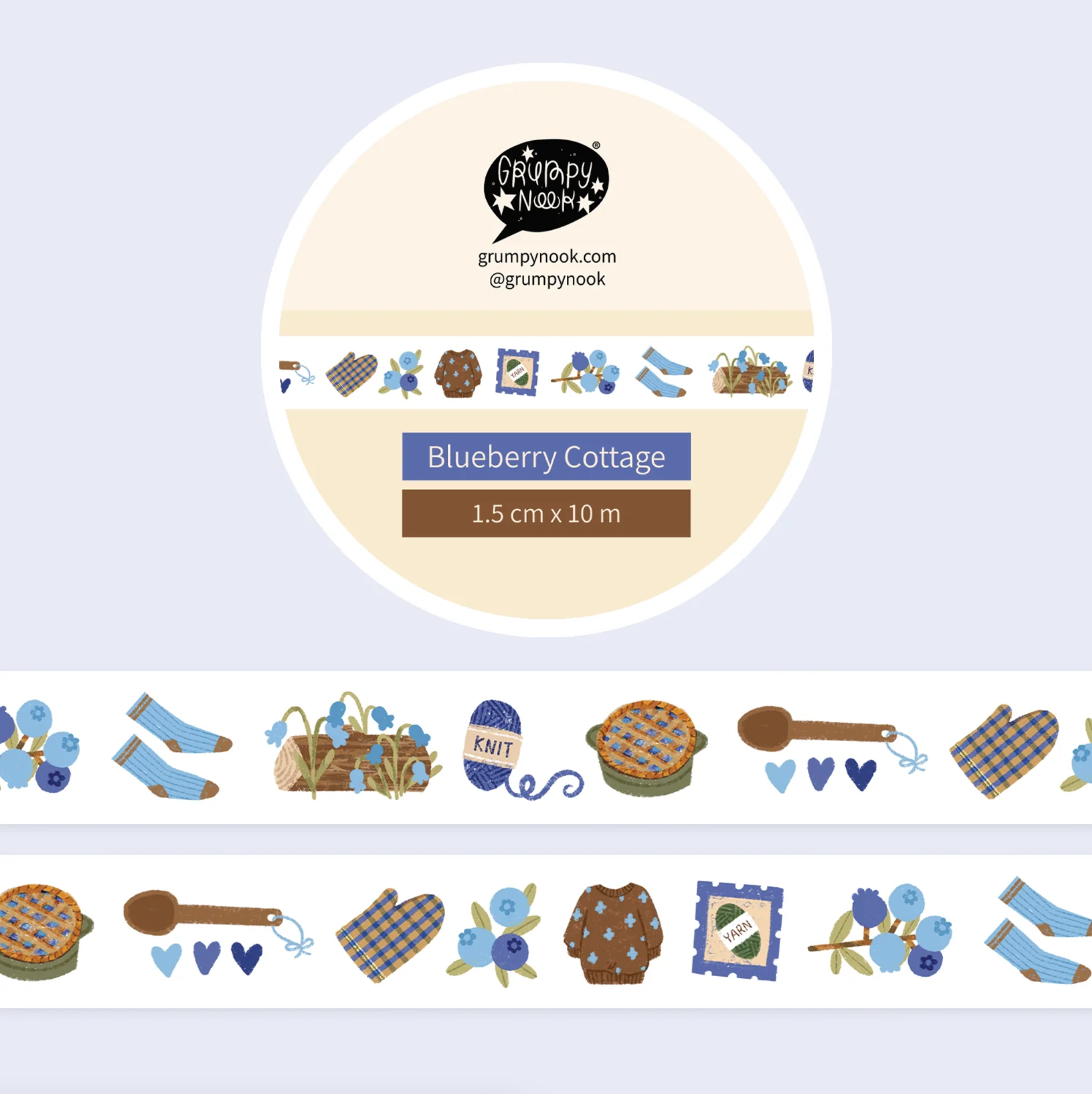 Grumpy Nook Washi Tape Blueberry Cottage