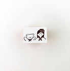 ranmyu rubber stamp of a girl in a hat with a bear, Kuma and Girl With Hat