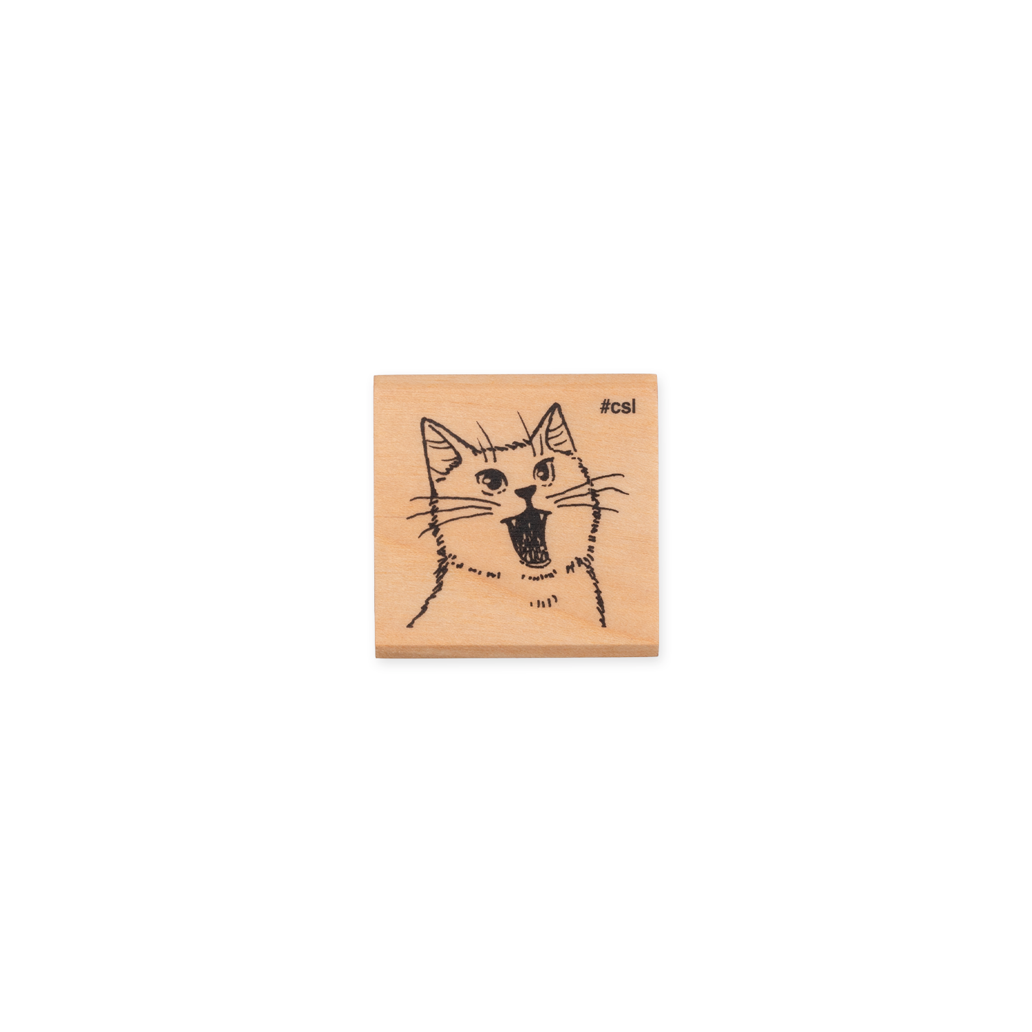 Kodomo No Kao Rubber Stamp Cat With Open Mouth