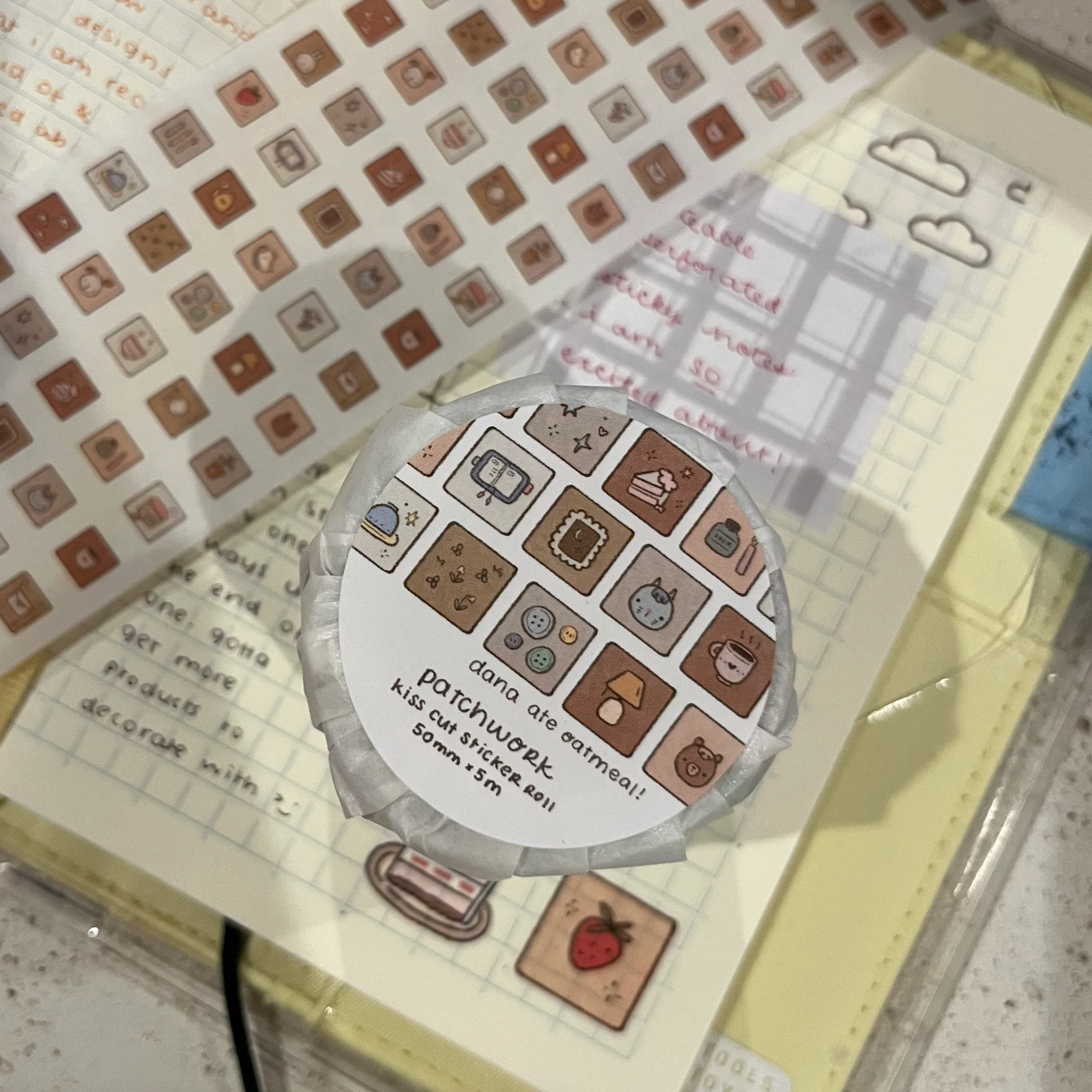 Dana Ate Oatmeal! Patchwork Kiss Cut Sticker Roll