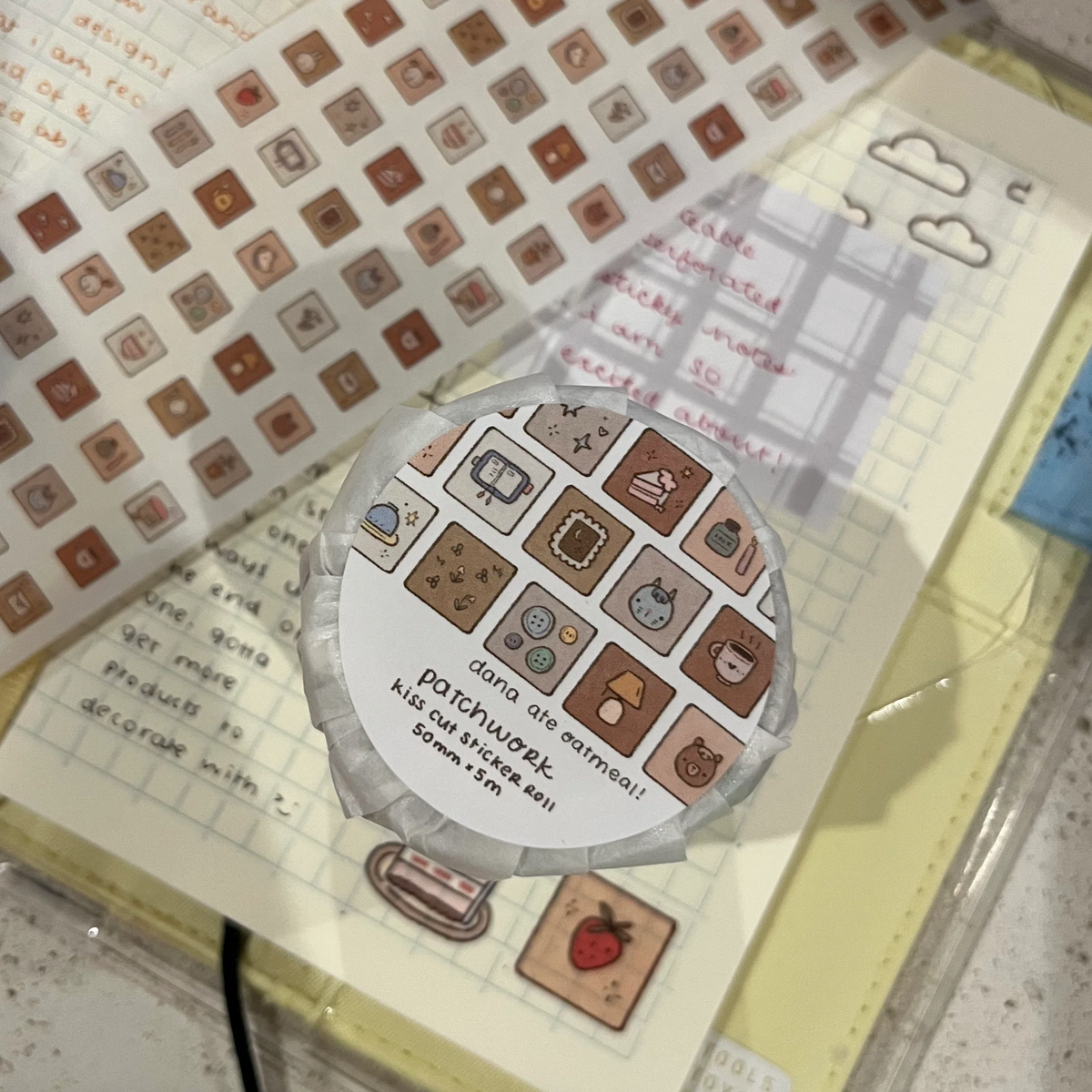 Dana Ate Oatmeal! Patchwork Kiss Cut Sticker Roll