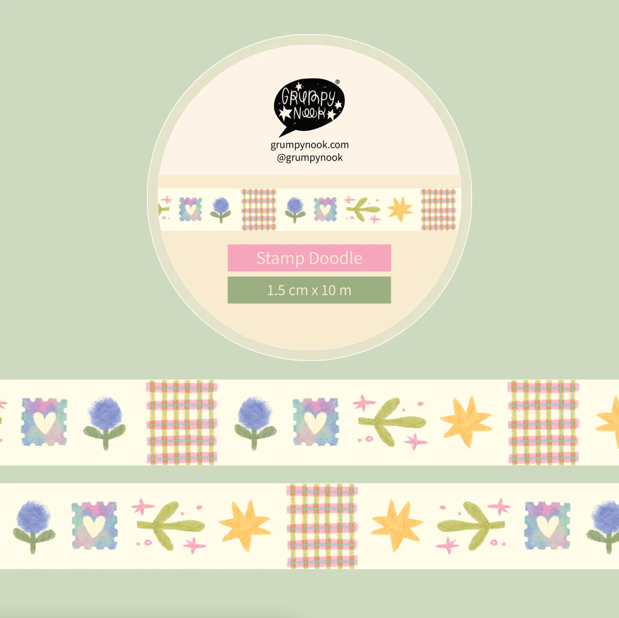 Grumpy Nook Washi Tape Stamp Doodle