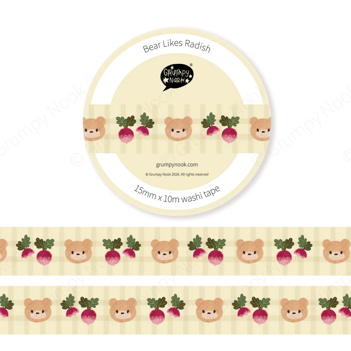 Grumpy Nook Washi Tape Bear Likes Radish