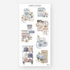 Vintage luggage tag stickers with city names, postmarks and pastel florals, August 2024 Sheet E
