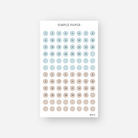Dusty blue and tan date dot stickers numbered 1 to 31 with blank dots, August 2024 Sheet H