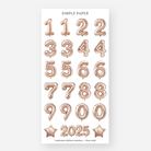 Rose gold balloon-style numbers 0 to 9 with star balloons and a 2025 balloon