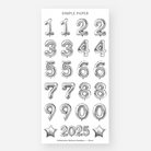 Silver balloon-style numbers 0 to 9 with star balloons and a 2025 balloon