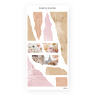 Fall in Love torn paper journaling stickers with blush and tan papers, roses and a city view