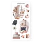 Fall in Love Sheet M with a sunlit reading nook, fireplace with pumpkins, books, roses, leaves and a candle