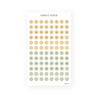 Tan and sage date dot stickers numbered 1 to 31 plus blank dots, Sheet H
